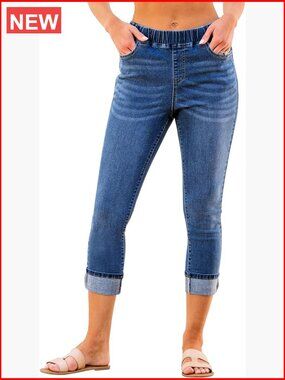 High Waisted Skinny Capri Pants Stretch Denim Pull On Jeans